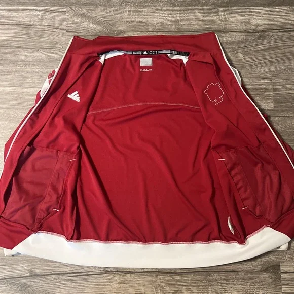 Indiana Hoosiers Adidas Full Zip Red/White Soft Shell Jacket, Size Medium - Picture 3 of 9